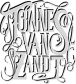 A green background with white lettering that says " joanne van zandt ".