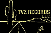 A black and yellow logo for tvz records.